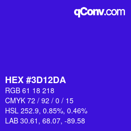 Color code: HEX #3D12DA | qconv.com