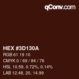 Código de color: HEX #3D130A | qconv.com