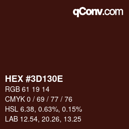 Color code: HEX #3D130E | qconv.com