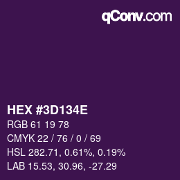 Color code: HEX #3D134E | qconv.com
