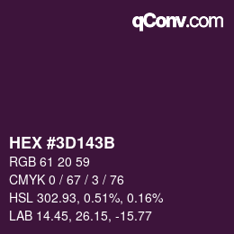 Color code: HEX #3D143B | qconv.com