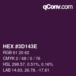 Color code: HEX #3D143E | qconv.com