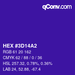 Color code: HEX #3D14A2 | qconv.com