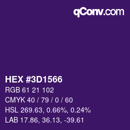 颜色代码: HEX #3D1566 | qconv.com