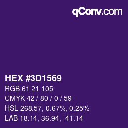 Color code: HEX #3D1569 | qconv.com
