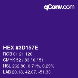 Color code: HEX #3D157E | qconv.com