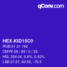 カラーコード: HEX #3D15C0 | qconv.com