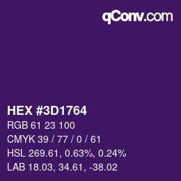 颜色代码: HEX #3D1764 | qconv.com