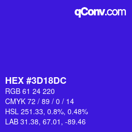 カラーコード: HEX #3D18DC | qconv.com