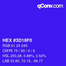 Color code: HEX #3D18F0 | qconv.com