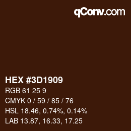 Color code: HEX #3D1909 | qconv.com