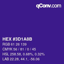 Color code: HEX #3D1A8B | qconv.com