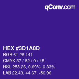 Farbcode: HEX #3D1A8D | qconv.com