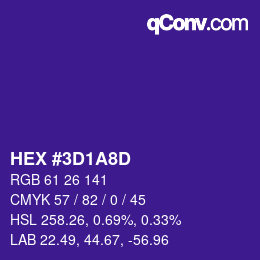 Color code: HEX #3D1A8D | qconv.com