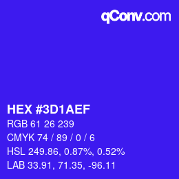 Color code: HEX #3D1AEF | qconv.com