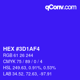 Color code: HEX #3D1AF4 | qconv.com