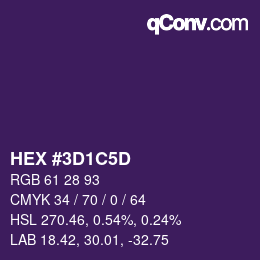 Color code: HEX #3D1C5D | qconv.com