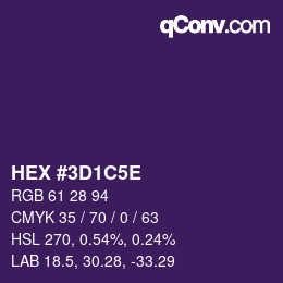 Color code: HEX #3D1C5E | qconv.com