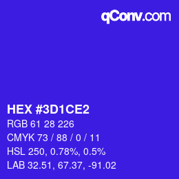 Color code: HEX #3D1CE2 | qconv.com