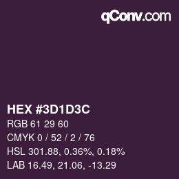 Color code: HEX #3D1D3C | qconv.com
