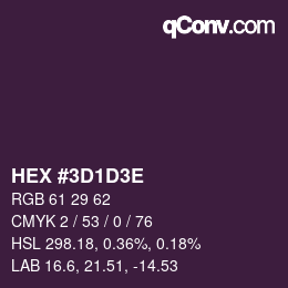 Color code: HEX #3D1D3E | qconv.com