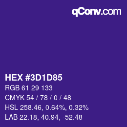 カラーコード: HEX #3D1D85 | qconv.com