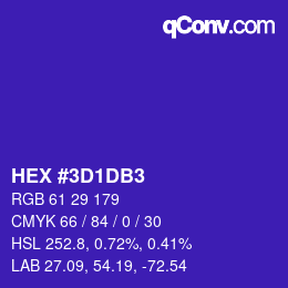 Color code: HEX #3D1DB3 | qconv.com