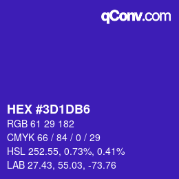 カラーコード: HEX #3D1DB6 | qconv.com
