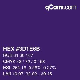 Color code: HEX #3D1E6B | qconv.com