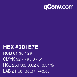 Color code: HEX #3D1E7E | qconv.com