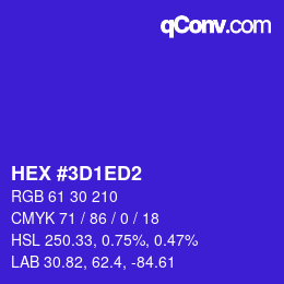 颜色代码: HEX #3D1ED2 | qconv.com
