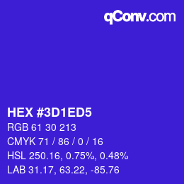 カラーコード: HEX #3D1ED5 | qconv.com