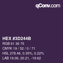 Color code: HEX #3D244B | qconv.com