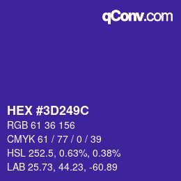 Color code: HEX #3D249C | qconv.com