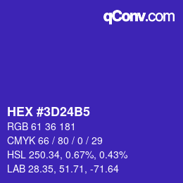 颜色代码: HEX #3D24B5 | qconv.com