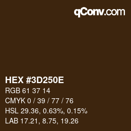 Color code: HEX #3D250E | qconv.com