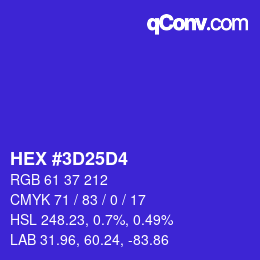 カラーコード: HEX #3D25D4 | qconv.com