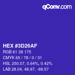 Color code: HEX #3D26AF | qconv.com