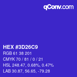 Color code: HEX #3D26C9 | qconv.com