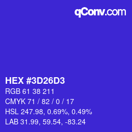 Color code: HEX #3D26D3 | qconv.com