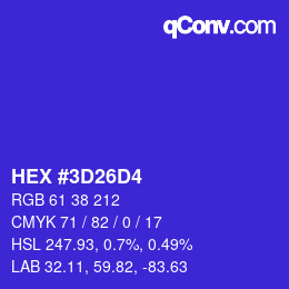 Color code: HEX #3D26D4 | qconv.com