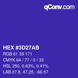 Color code: HEX #3D27AB | qconv.com