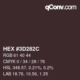 Color code: HEX #3D282C | qconv.com