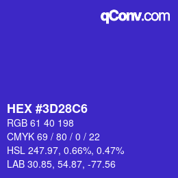 カラーコード: HEX #3D28C6 | qconv.com