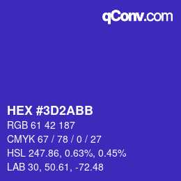 Color code: HEX #3D2ABB | qconv.com