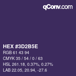 Color code: HEX #3D2B5E | qconv.com
