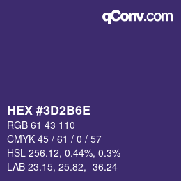 Color code: HEX #3D2B6E | qconv.com