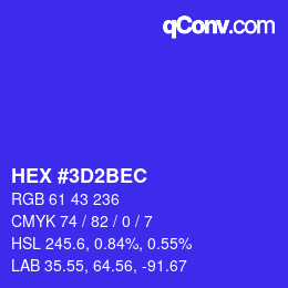 Color code: HEX #3D2BEC | qconv.com