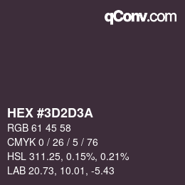 Color code: HEX #3D2D3A | qconv.com