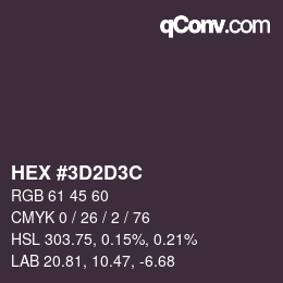 Color code: HEX #3D2D3C | qconv.com